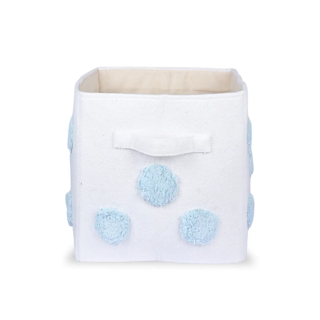 PomPom Medium Rectangular Blue Toy Storage Basket