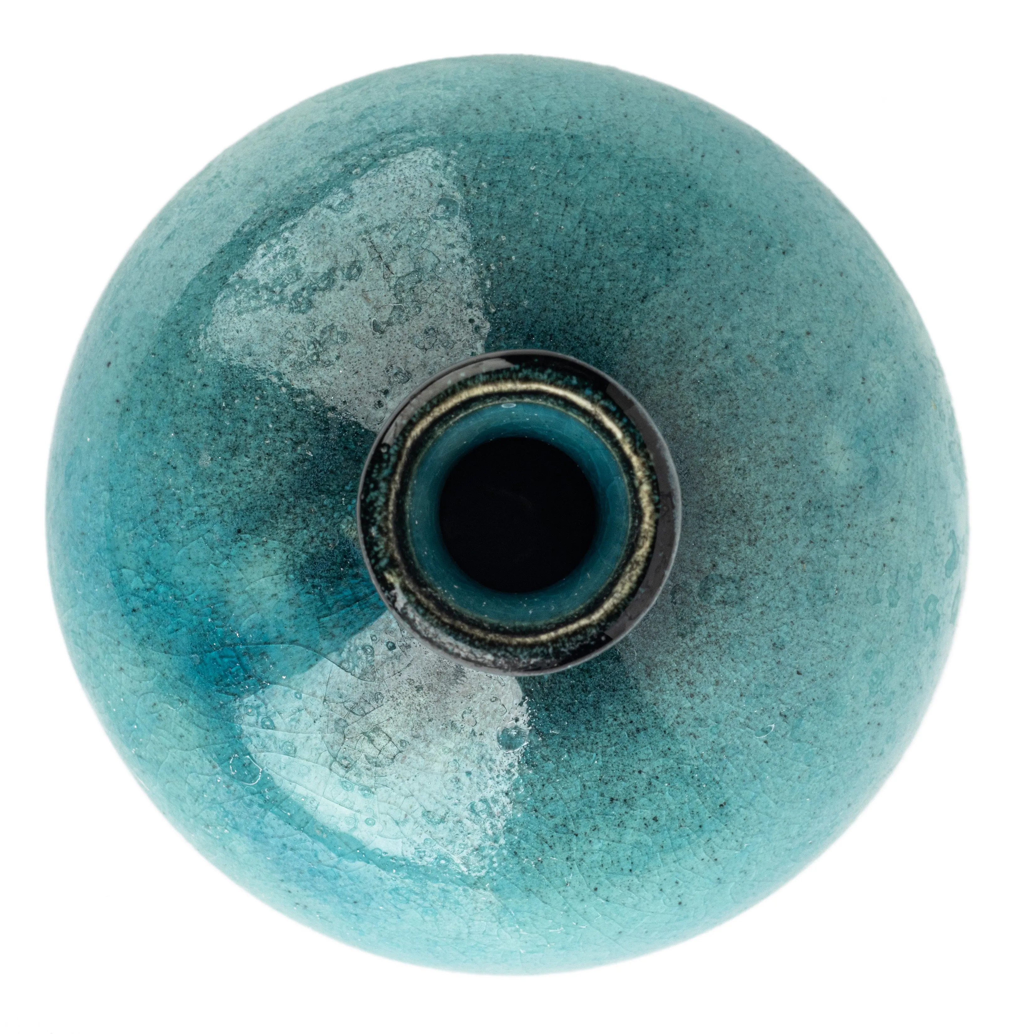 Round Blue Crackleglaze Small Japanese Vase