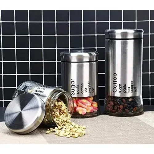 Stainless Canister Set For Sugar, Coffee And Tea