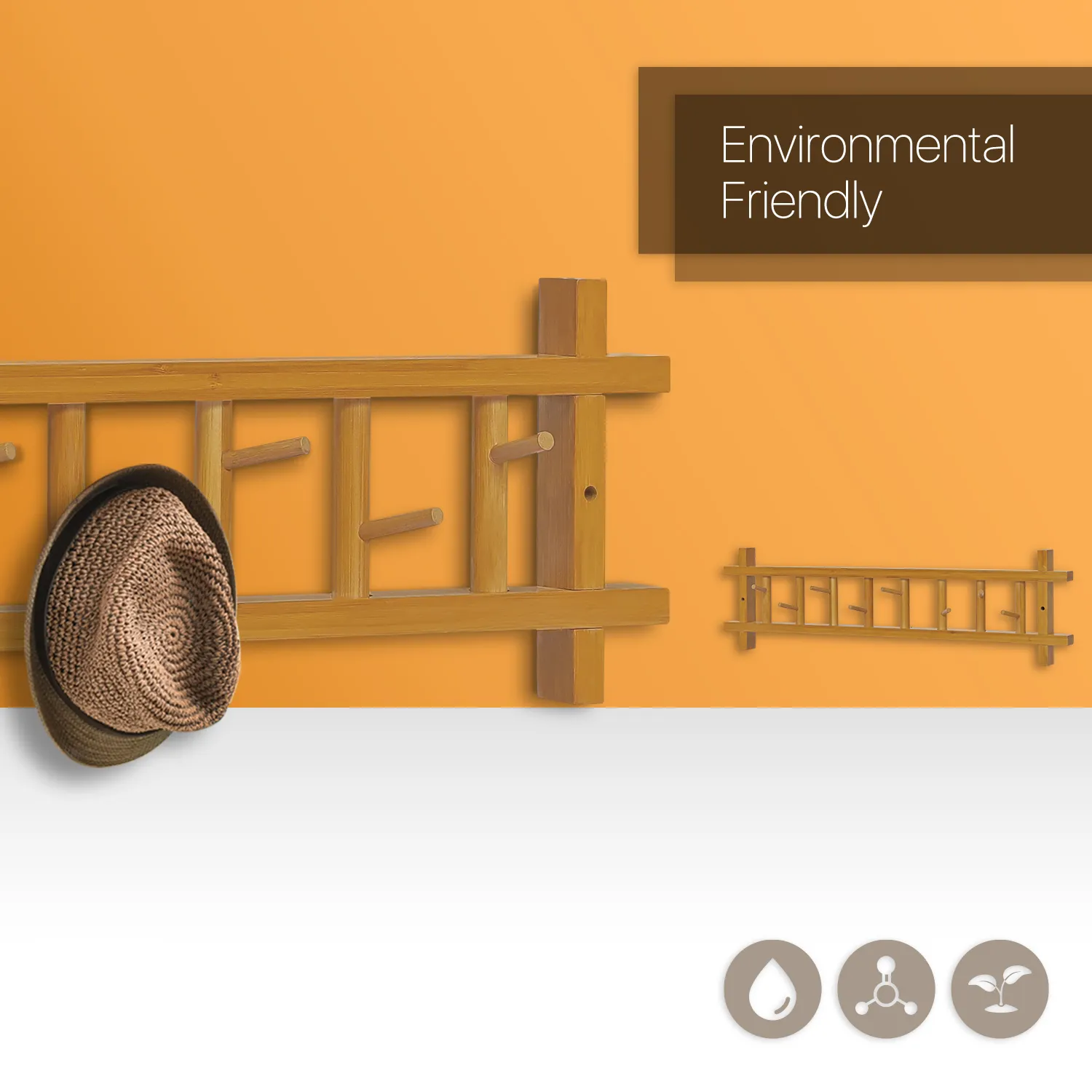 Wall Mounted Coat Hook - # Frame - Natural