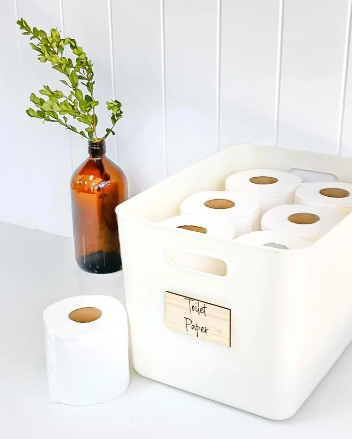 White Storage Container with Bamboo Lid - 8 Pack
