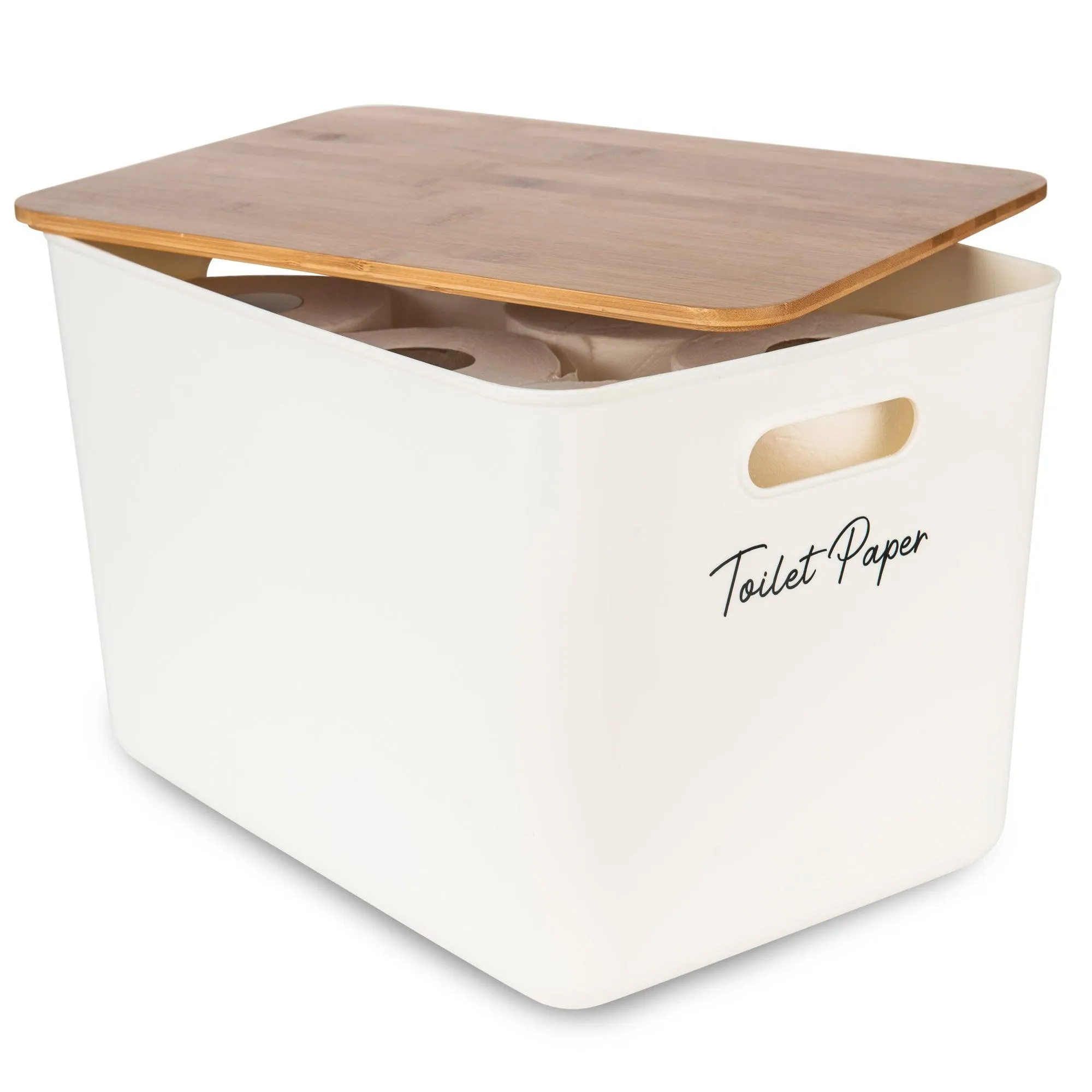 White Storage Container with Bamboo Lid - 8 Pack
