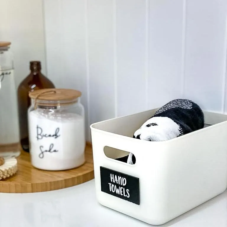 White Storage Container with Bamboo Lid - 8 Pack