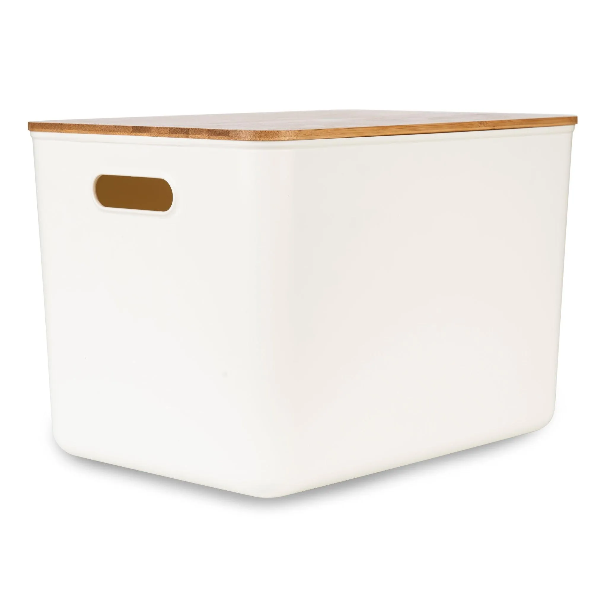 White Storage Container with Bamboo Lid - 8 Pack