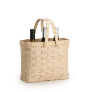 Whitewashed Wine Caddy Basket